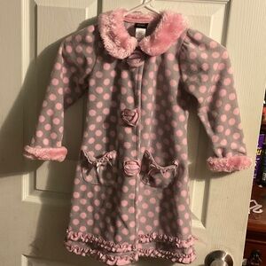 Holiday Editions Pink Polka Dot Fleece Coat